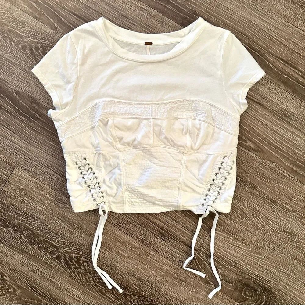 Free People crop corset style t shirt